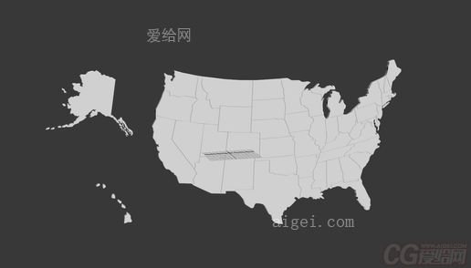 美国地图 带区域划分_max|3dmax - 地图-3d模型_免费