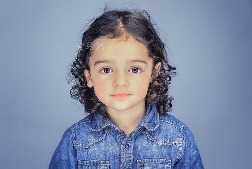 孩子, 肖像, 捲髮, 模型, 美女, 髮型(child, portrait, curly hair