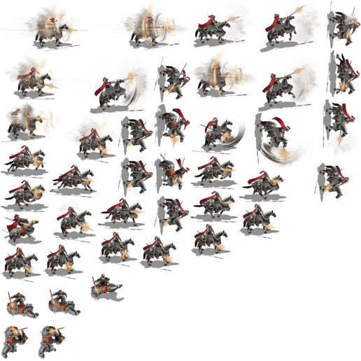 7 - 攻擊-41-橫版古代騎兵動作素材2 角色,人物 免費下載 - 愛給網