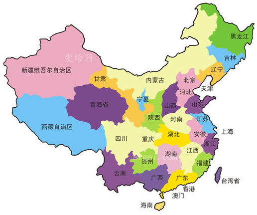 中国地图各省市地区位置